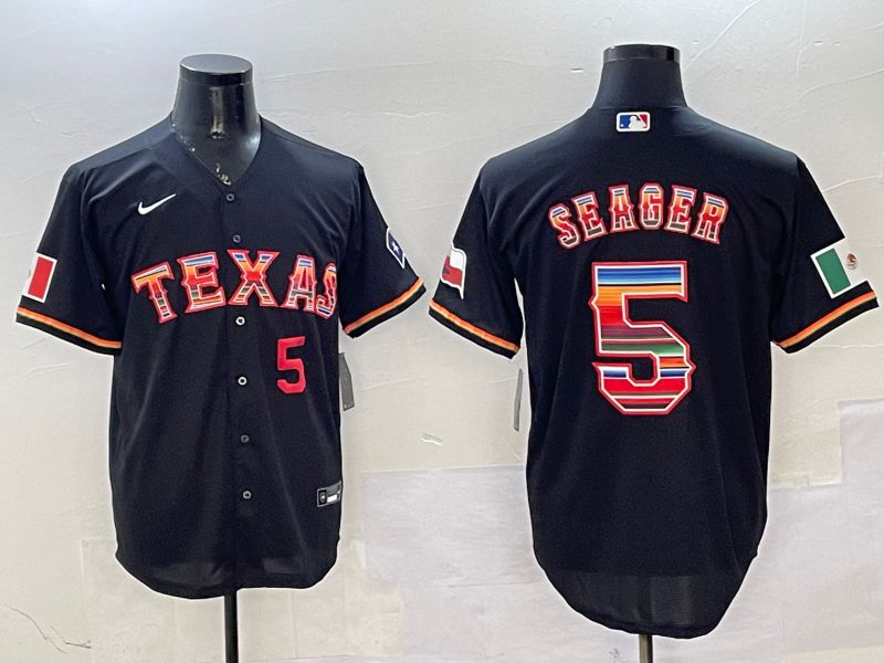 Men Texas Rangers #5 Seager Black Mexico 2025 Nike MLB Jersey style 2->texas rangers->MLB Jersey